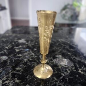Vintage Brass Etched Vase